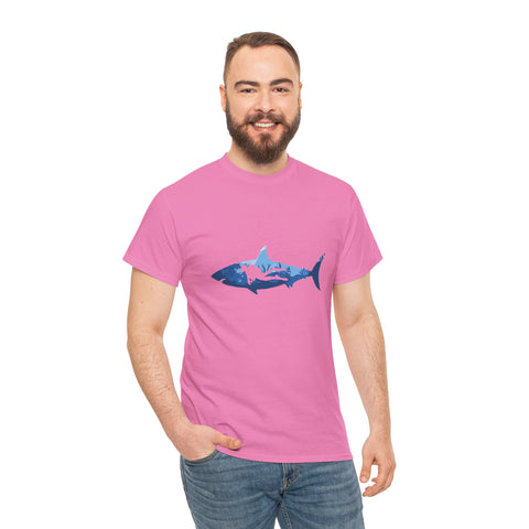 Scuba Diver & Shark Unisex Heavy Cotton Tee