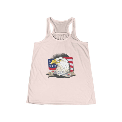 Red White And Blue With Eagle Women's Flowy Racerback Tank