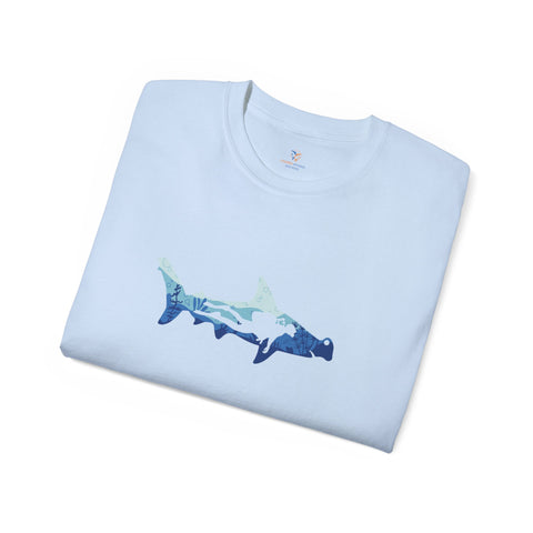 Scuba Diver With Hammerhead Shark Unisex Ultra Cotton Tee