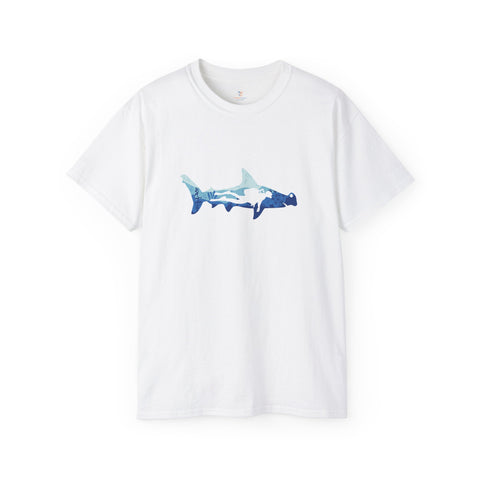 Scuba Diver With Hammerhead Shark Unisex Ultra Cotton Tee