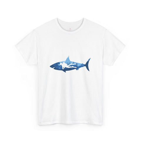 Scuba Diver & Shark Unisex Heavy Cotton Tee