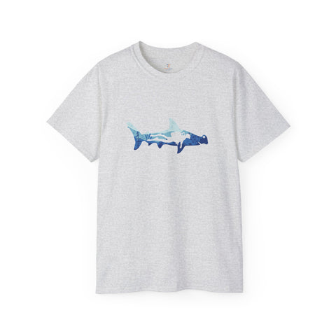 Scuba Diver With Hammerhead Shark Unisex Ultra Cotton Tee