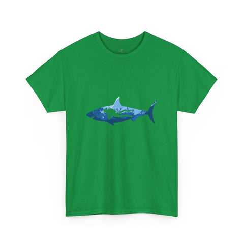 Scuba Diver & Shark Unisex Heavy Cotton Tee