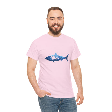 Scuba Diver & Shark Unisex Heavy Cotton Tee