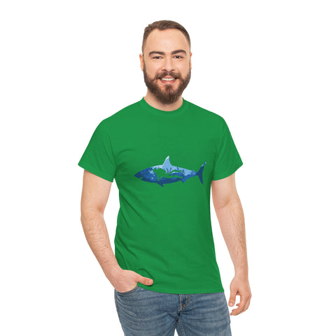 Scuba Diver & Shark Unisex Heavy Cotton Tee