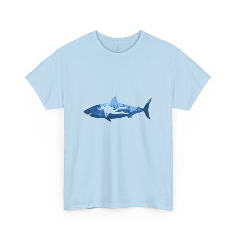 Scuba Diver & Shark Unisex Heavy Cotton Tee