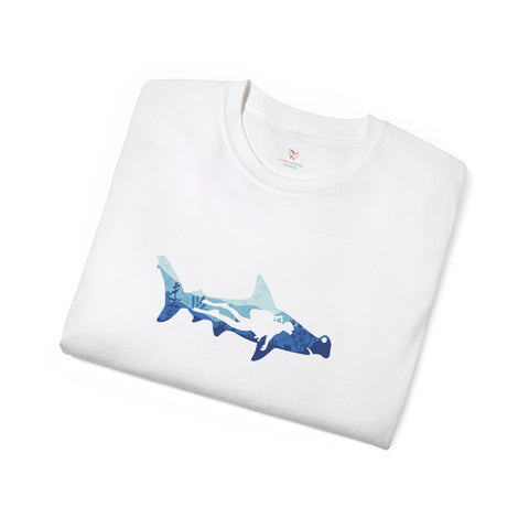 Scuba Diver With Hammerhead Shark Unisex Ultra Cotton Tee