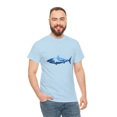 Scuba Diver & Shark Unisex Heavy Cotton Tee