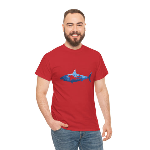 Scuba Diver & Shark Unisex Heavy Cotton Tee