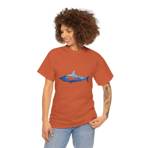 Scuba Diver & Shark Unisex Heavy Cotton Tee