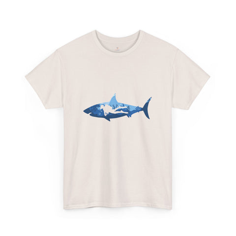 Scuba Diver & Shark Unisex Heavy Cotton Tee