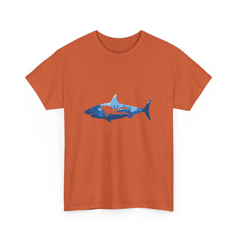 Scuba Diver & Shark Unisex Heavy Cotton Tee