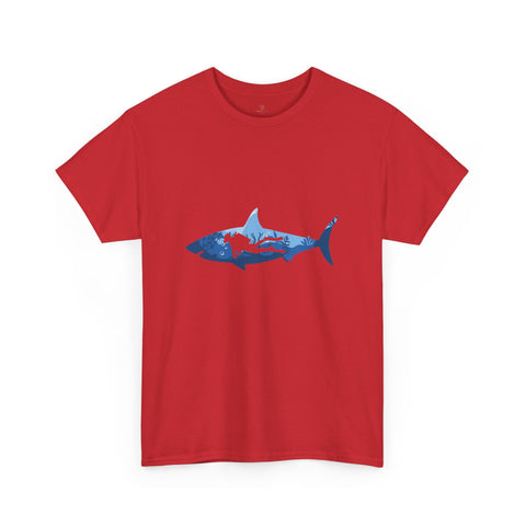 Scuba Diver & Shark Unisex Heavy Cotton Tee