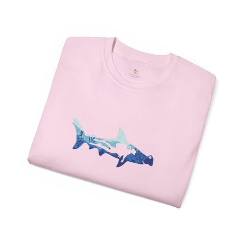 Scuba Diver With Hammerhead Shark Unisex Ultra Cotton Tee