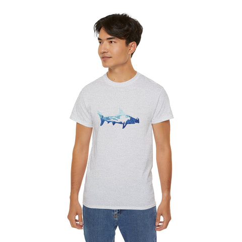 Scuba Diver With Hammerhead Shark Unisex Ultra Cotton Tee