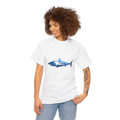 Scuba Diver & Shark Unisex Heavy Cotton Tee