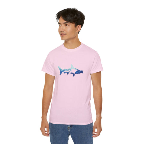 Scuba Diver With Hammerhead Shark Unisex Ultra Cotton Tee